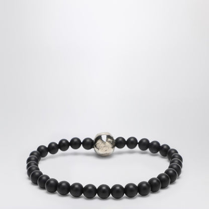 Skull Bracelet With Black Pearls