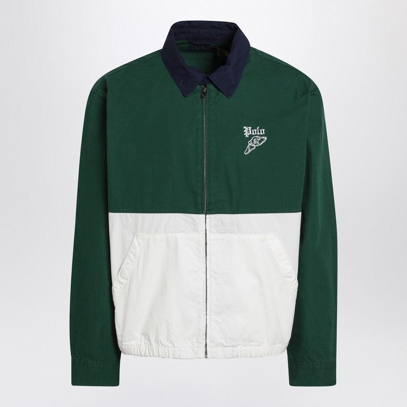 Green/white/blue Zippered Jacket With Logo