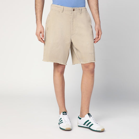 Beige Cotton Big-Fit Shorts