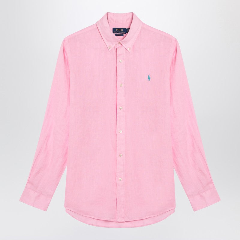 Pink Shirt In Linen Custom-Fit