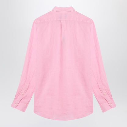 Pink Shirt In Linen Custom-Fit