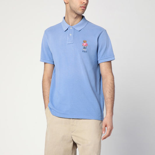 Light Blue Polo With Polo Bear Custom Slim-Fit