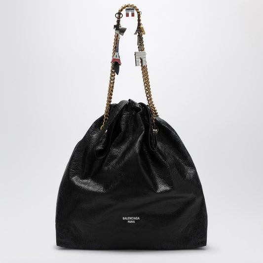 Crush Media Black Leather Tote Bag