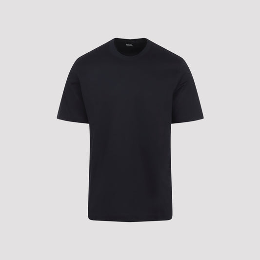 Navy Blue Piquet Cotton T-shirt