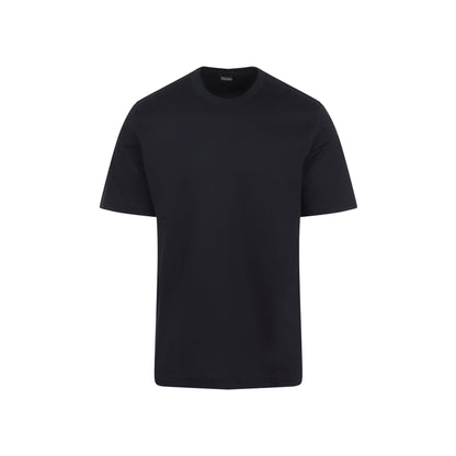 Navy Blue Piquet Cotton T-shirt