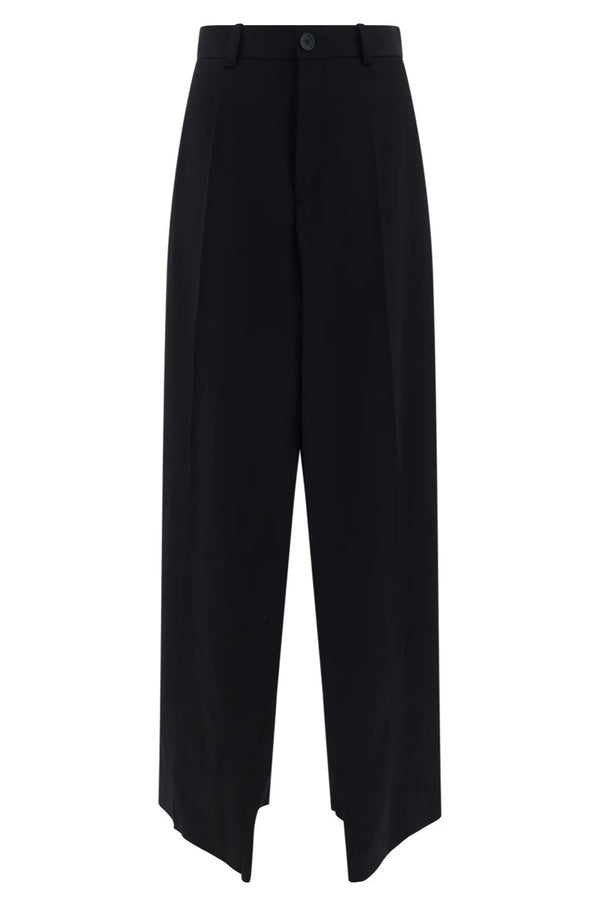 Double front black wool trousers