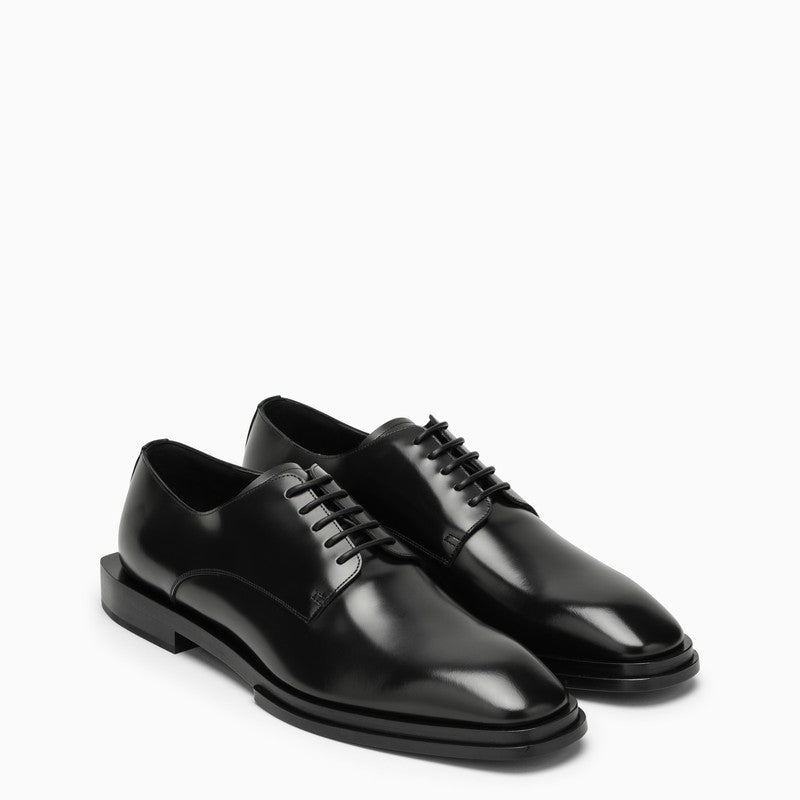 Black leather lace-up