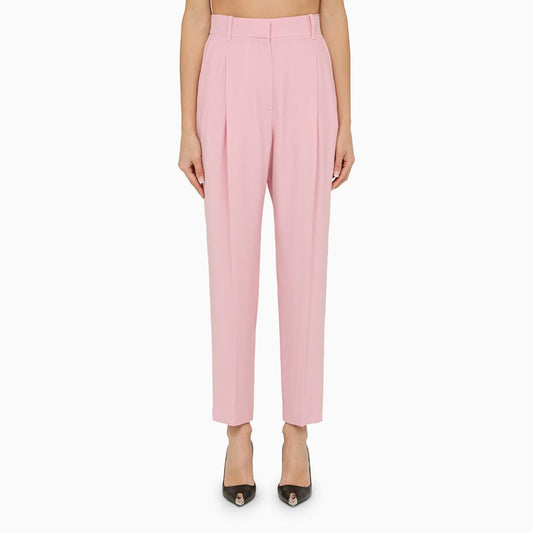 Pink regular trousers with pleats