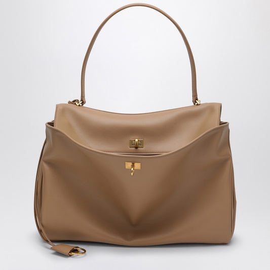 Smooth Coffe Milk Calfskin Large Rodeo Bag