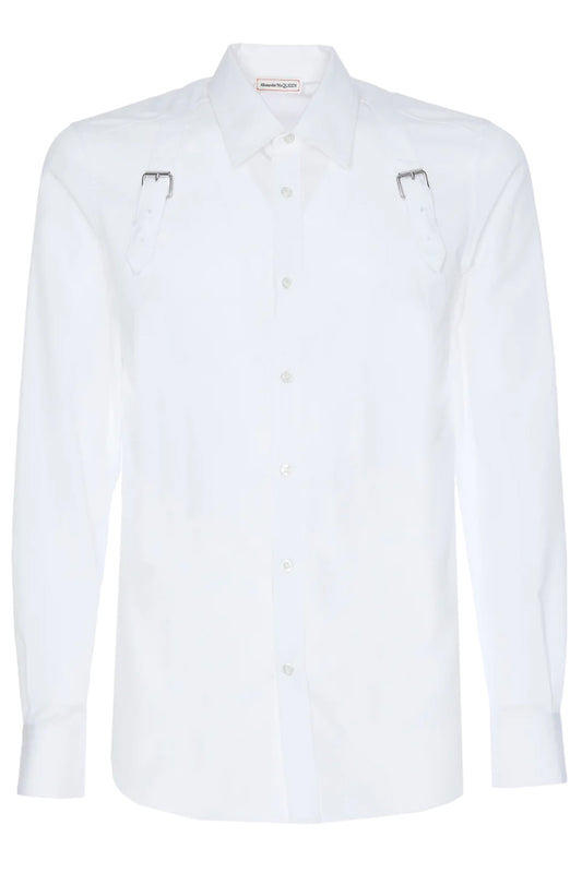 Buckle-Detailed Buttoned Poplin Shirt