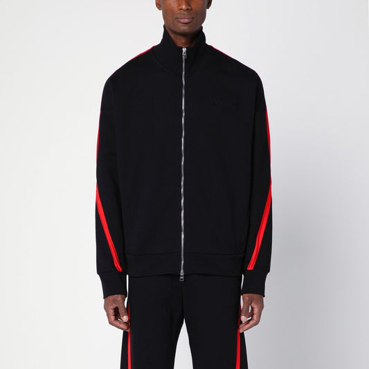 Black/Red Cotton Zip Sweatshirt