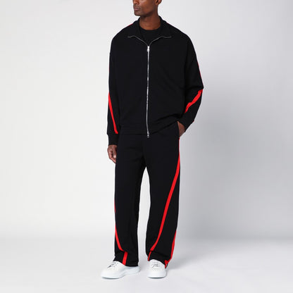 Black/Red Cotton Zip Sweatshirt