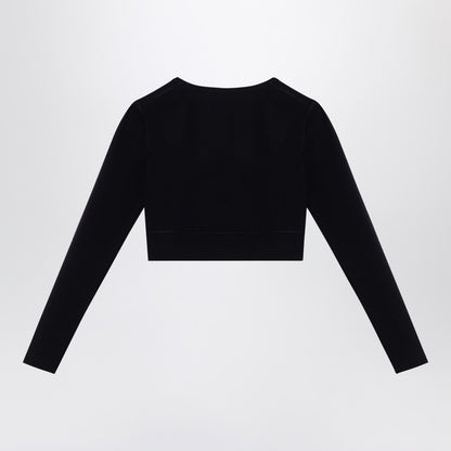 Black Activewear Top In Matt Nylon Blend