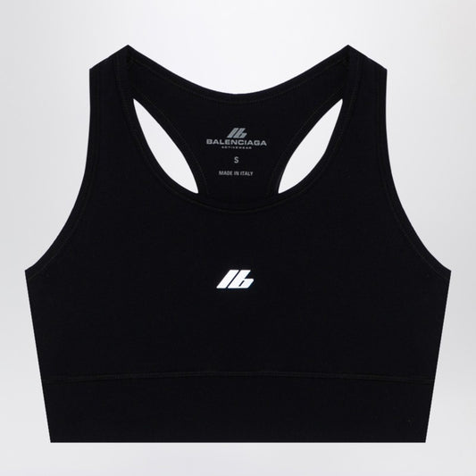 Black Activewear Sleeveless Top In Matt Nylon Blend