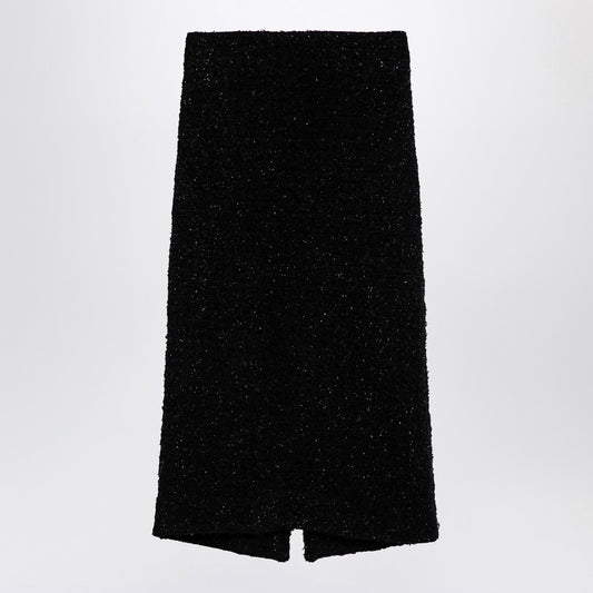 Black Tweed Midi Skirt