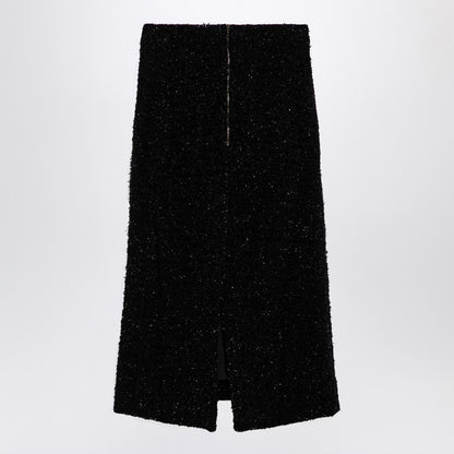 Black Tweed Midi Skirt