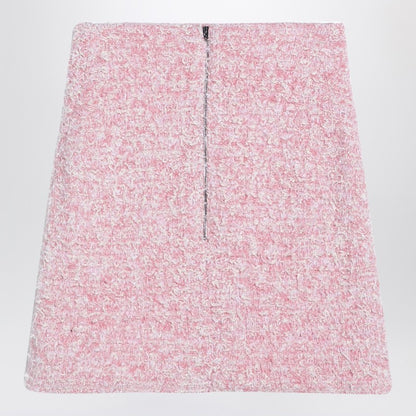 Pink Cotton Blend Tweed Mini Skirt