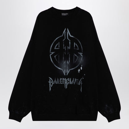Black Cotton Blend Jumper With Print