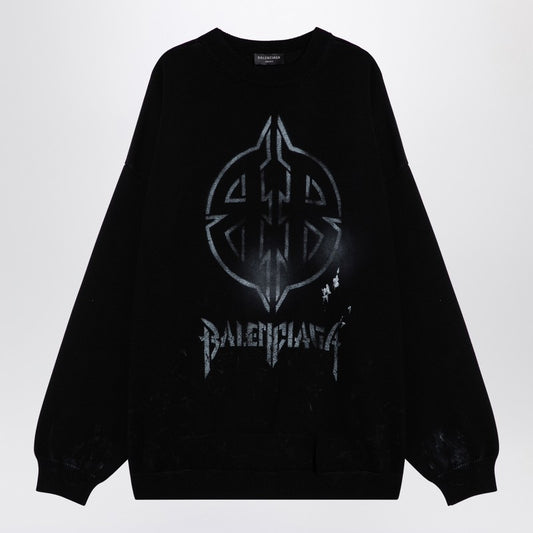 Black Cotton Blend Jumper With Print