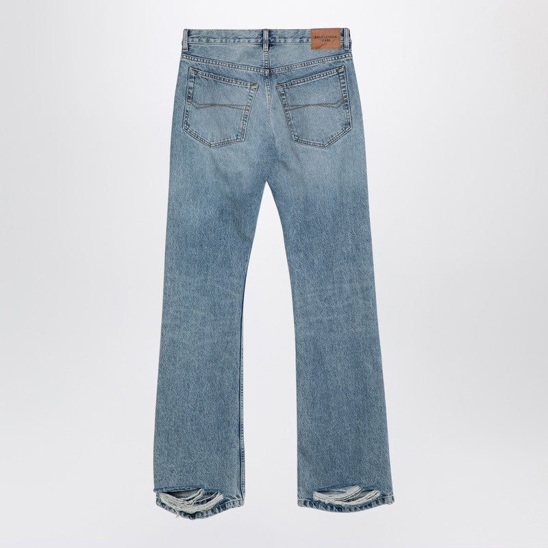 Light Blue Jeans With Distressed Hem