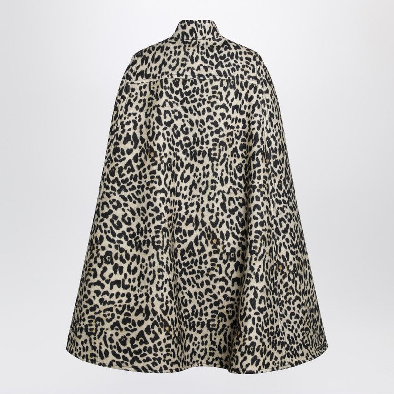 Animal-print wool cape