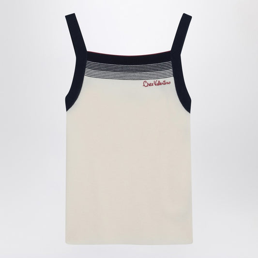 Top with Chez Valentino embroidery in wool