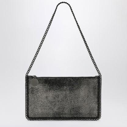 Metallic Ruthenium-coloured Wallet Bag With Chain