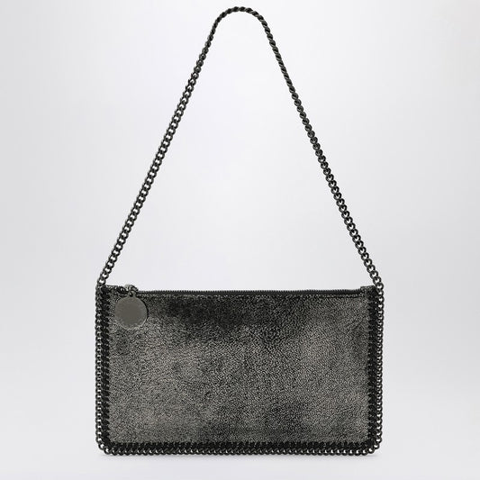 Metallic Ruthenium-coloured Wallet Bag With Chain