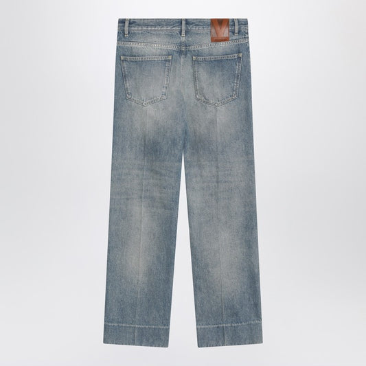 Medium blue washed-effect jeans