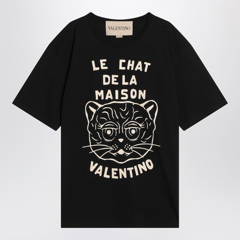 Black T-shirt with Le Chat de la Maison print