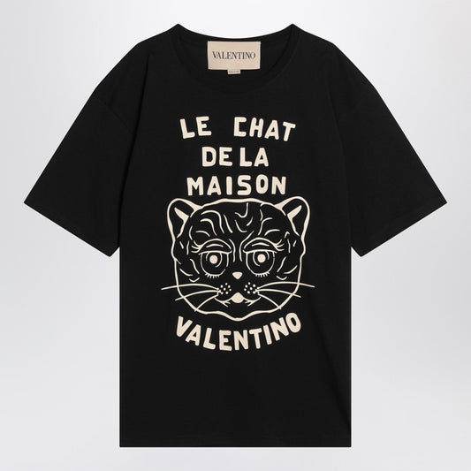Black T-shirt with Le Chat de la Maison print