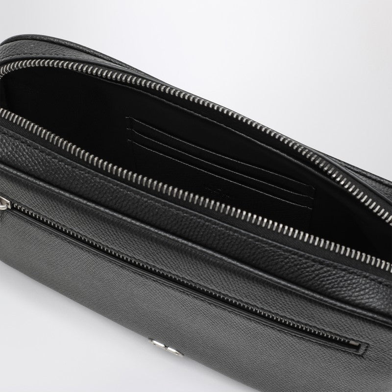 Vlogo Signature clutch black in grained calfskin