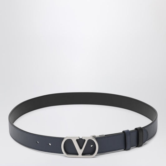 Reversible Vlogo Signature belt Black/Marine