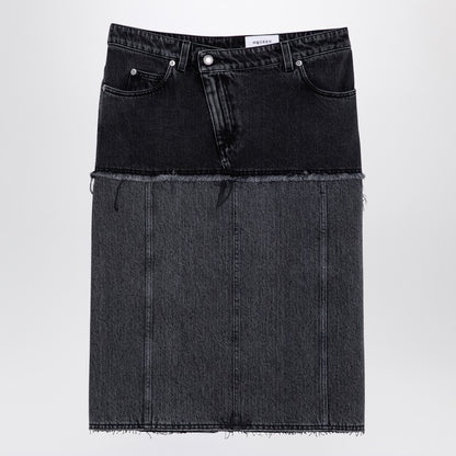 Two-tone Black Denim Skirt