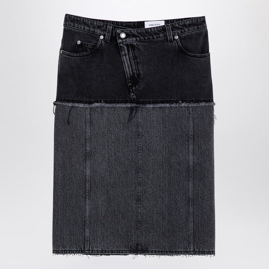 Two-tone Black Denim Skirt