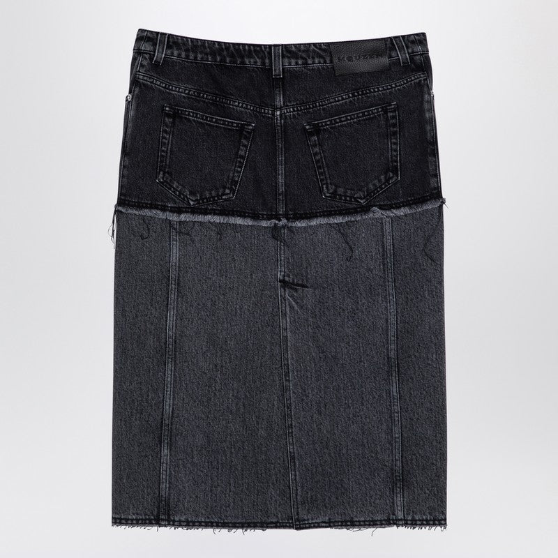 Two-tone Black Denim Skirt
