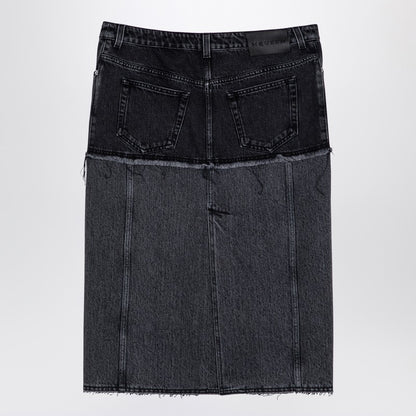 Two-tone Black Denim Skirt