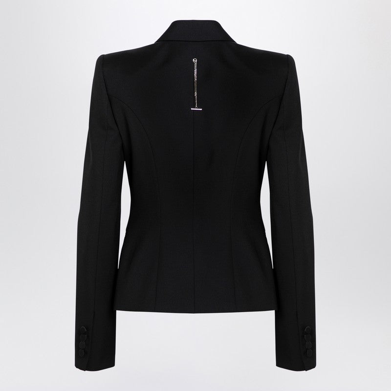 Black Single-breasted Jacket In Wool