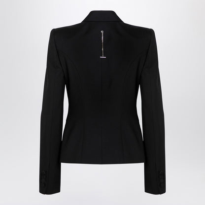 Black Single-breasted Jacket In Wool