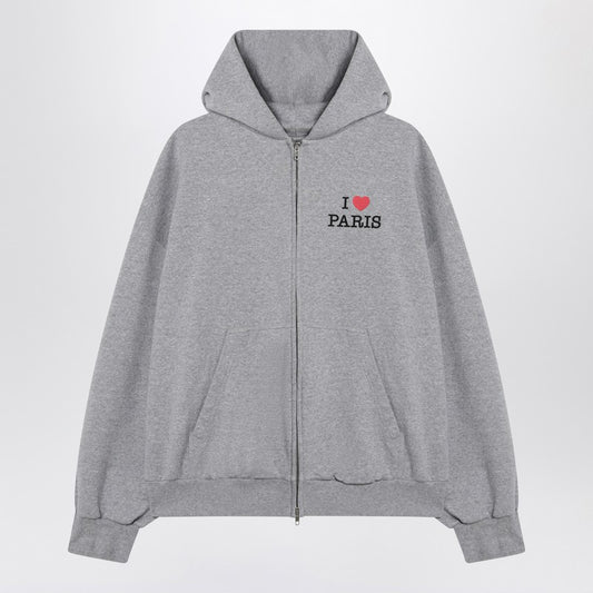 Grey Zip-up Sweatshirt I Love Paris