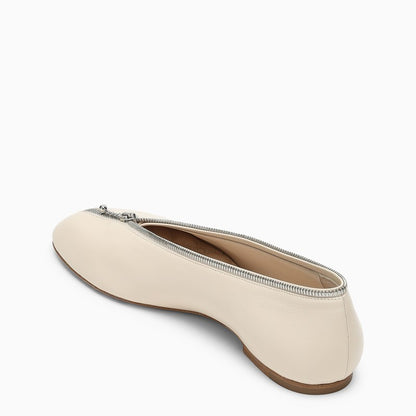 Sadler Ballerina With Light Beige Leather Zip
