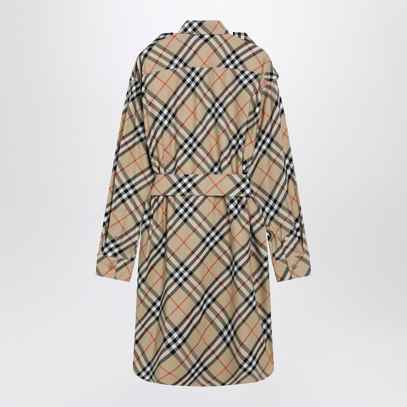 Beige Check shirt dress