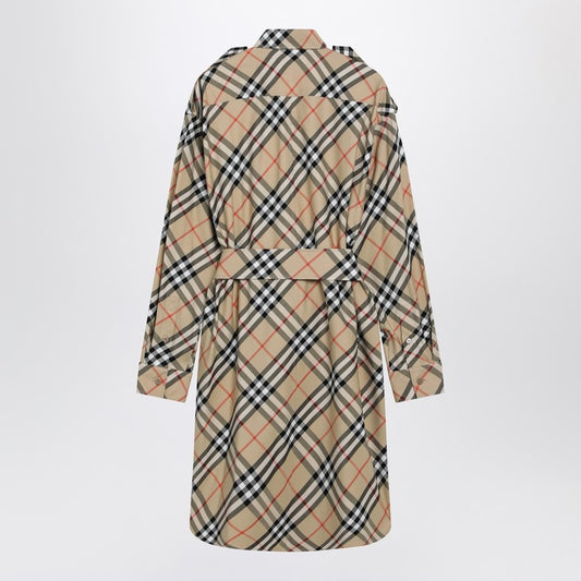 Beige Check shirt dress