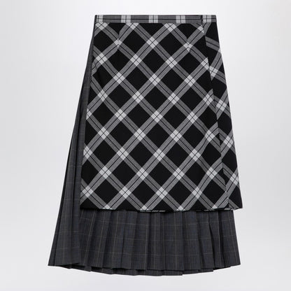 Multi-layer Wool Check Skirt