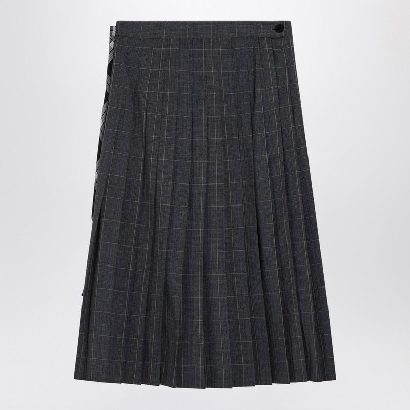 Multi-layer Wool Check Skirt