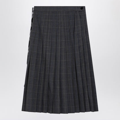 Multi-layer Wool Check Skirt