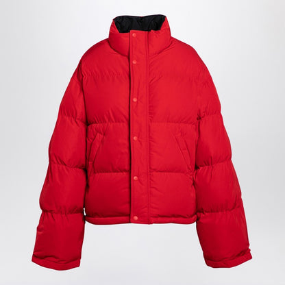Reversible Red And Black Down Jacket In Technical Twill