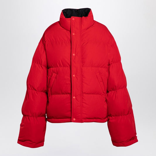 Reversible Red And Black Down Jacket In Technical Twill
