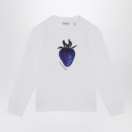 White Cotton Sweatshirt With Logo Print