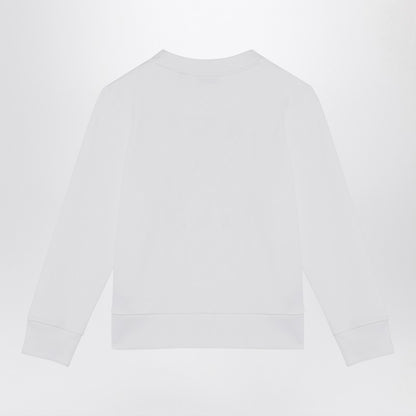 White Cotton Sweatshirt With Logo Print